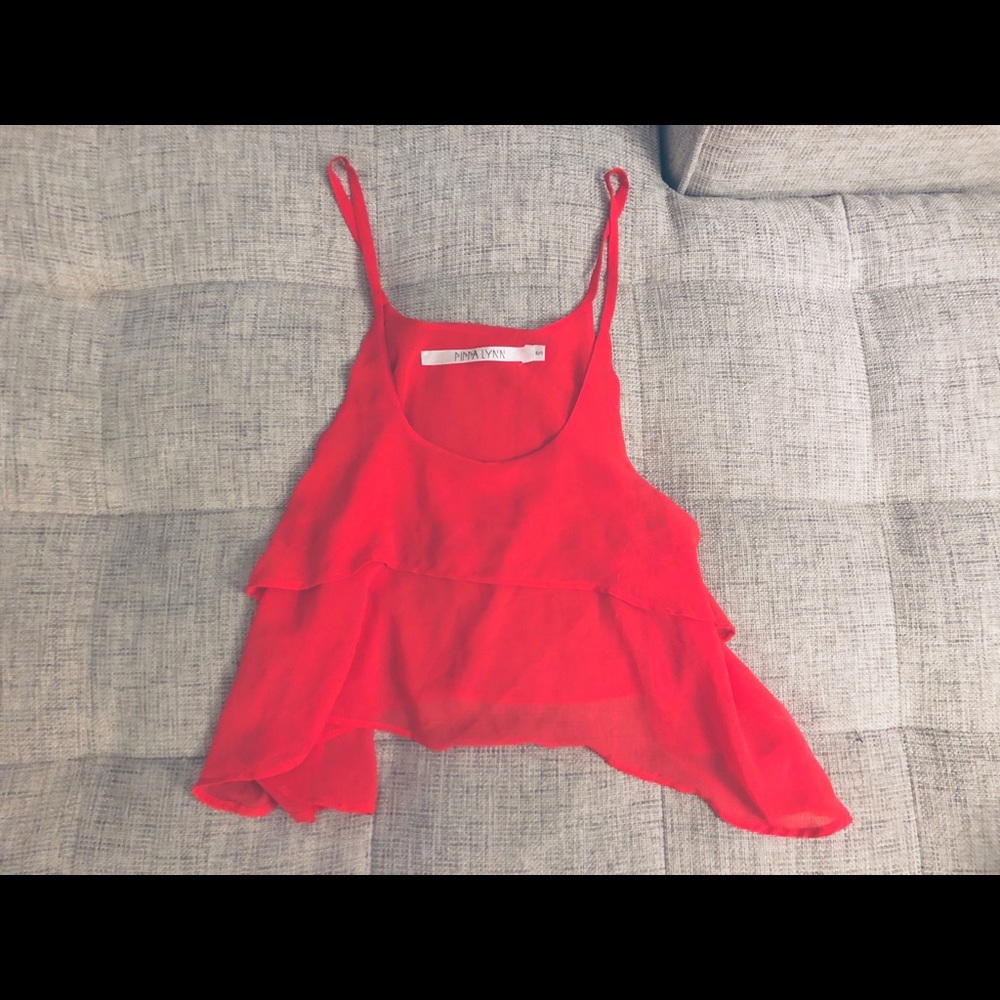 LF Pippa Lynn Small Red Pink Crop Top Tank S XS 2